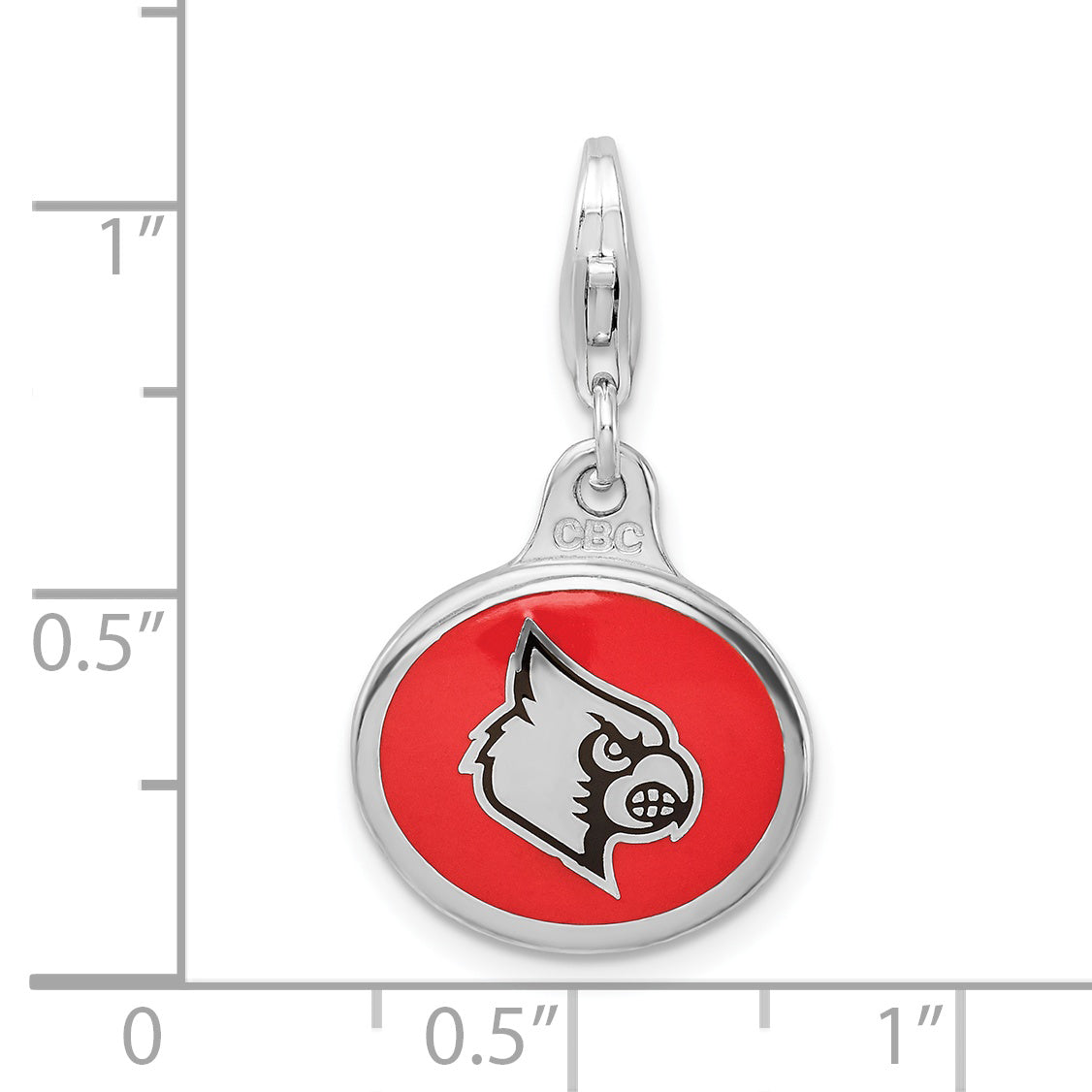 Sterling Silver Amore La Vita Rhodium-Plated Polished Enameled University Of Louisville Charm With Fancy Lobster Clasp