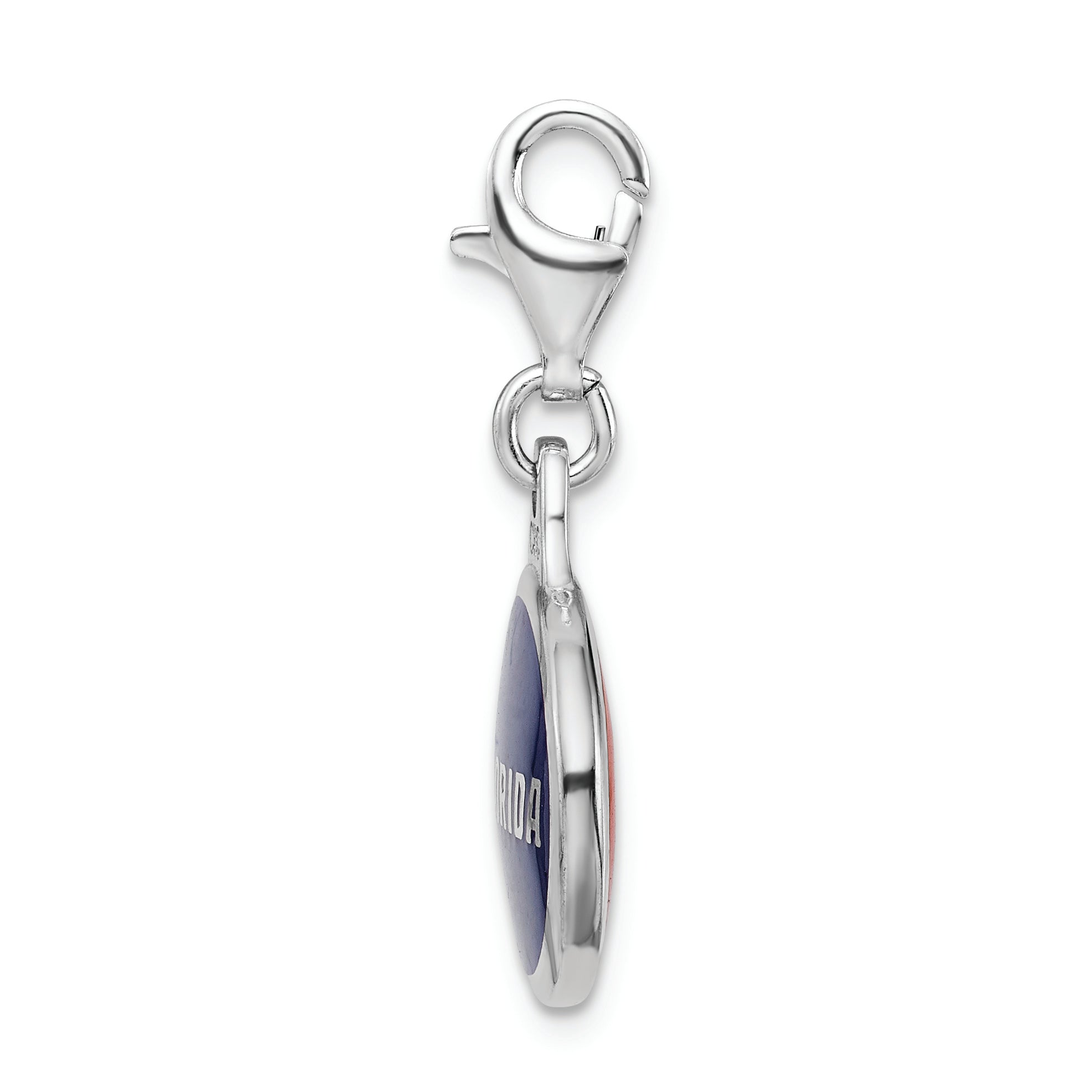 Sterling Silver Amore La Vita Rhodium-Plated Polished Enameled University Of Florida Charm With Fancy Lobster Clasp