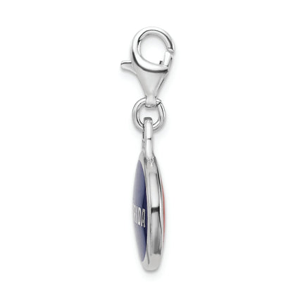 Sterling Silver Amore La Vita Rhodium-Plated Polished Enameled University Of Florida Charm With Fancy Lobster Clasp