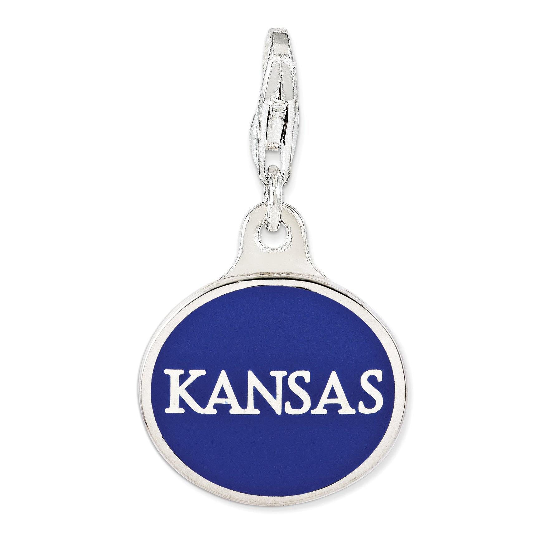 Sterling Silver Enamel Univ. Of Kansas W/ Lobster Clasp Charm