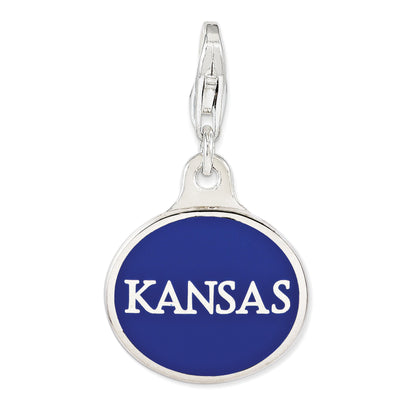 Sterling Silver Enamel Univ. Of Kansas W/ Lobster Clasp Charm