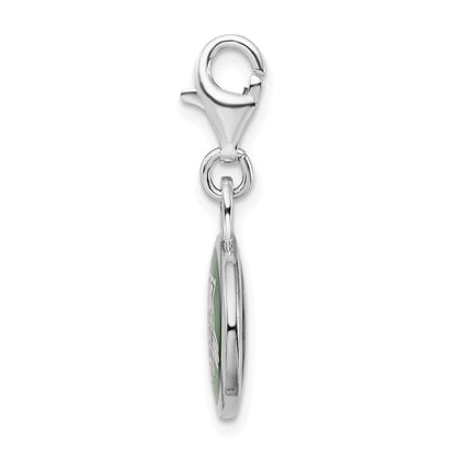Sterling Silver Amore La Vita Rhodium-Plated Polished Enameled Ohio University Charm With Fancy Lobster Clasp