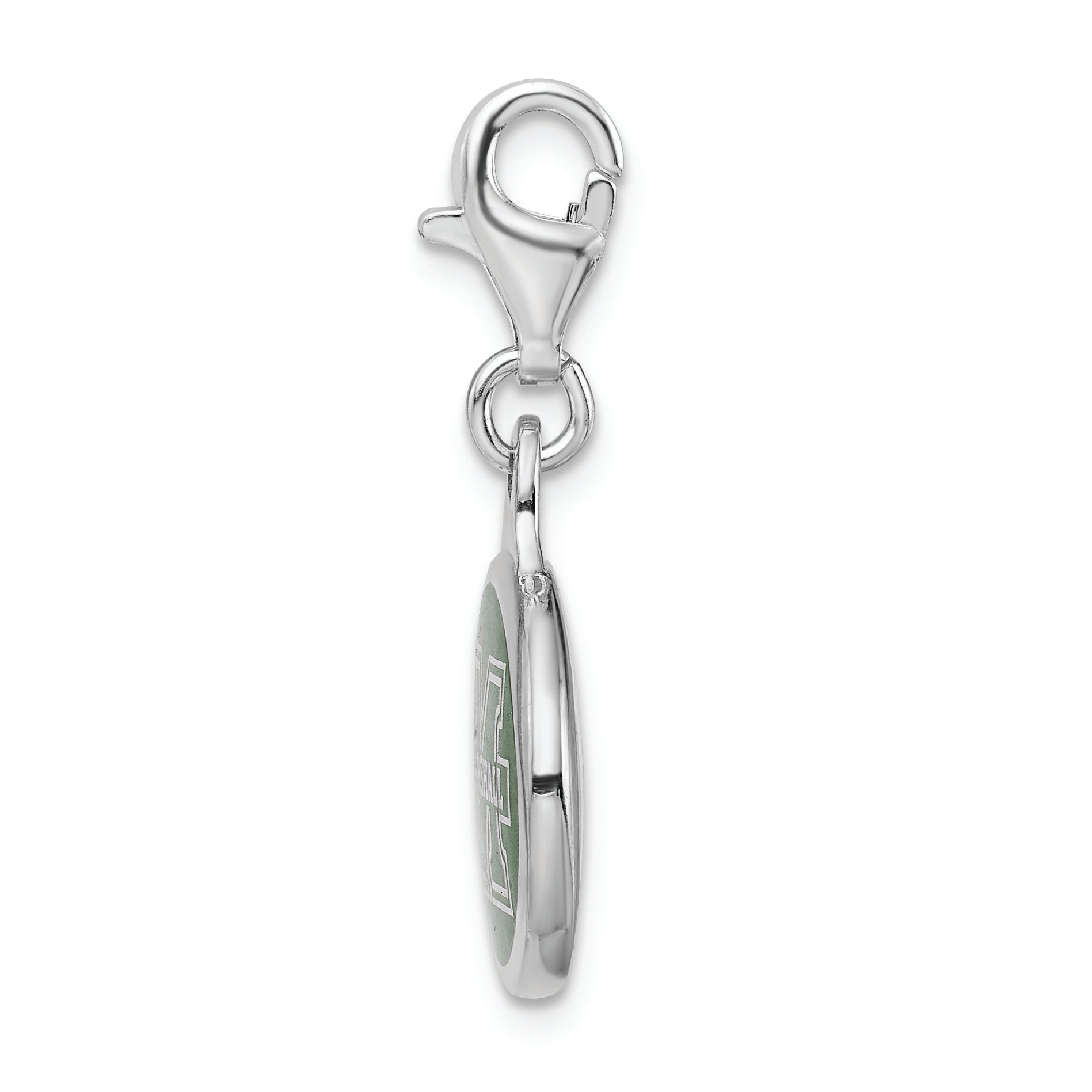 Sterling Silver Amore La Vita Rhodium-Plated Polished Enameled Marshall University Charm With Fancy Lobster Clasp