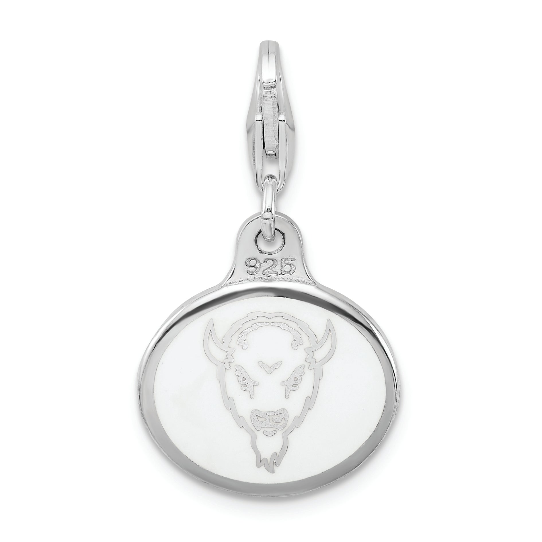 Sterling Silver Amore La Vita Rhodium-Plated Polished Enameled Marshall University Charm With Fancy Lobster Clasp