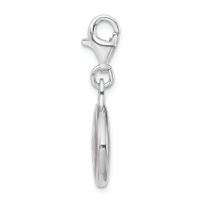 Sterling Silver Amore La Vita Rhodium-Plated Polished Enameled Mississippi State University Charm With Fancy Lobster Clasp