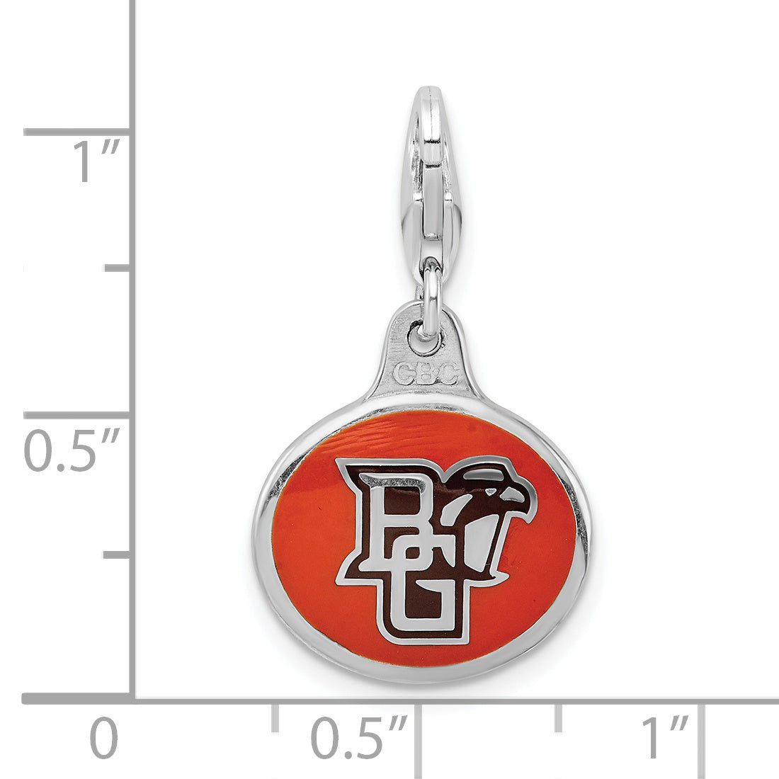 Sterling Silver Amore La Vita Rhodium-Plated Polished Enameled Bowling Green University Charm With Fancy Lobster Clasp