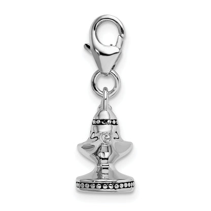 Sterling Silver Amore La Vita Rhodium-Plated Polished 3-D Enameled Magic Lamp Charm With Fancy Lobster Clasp