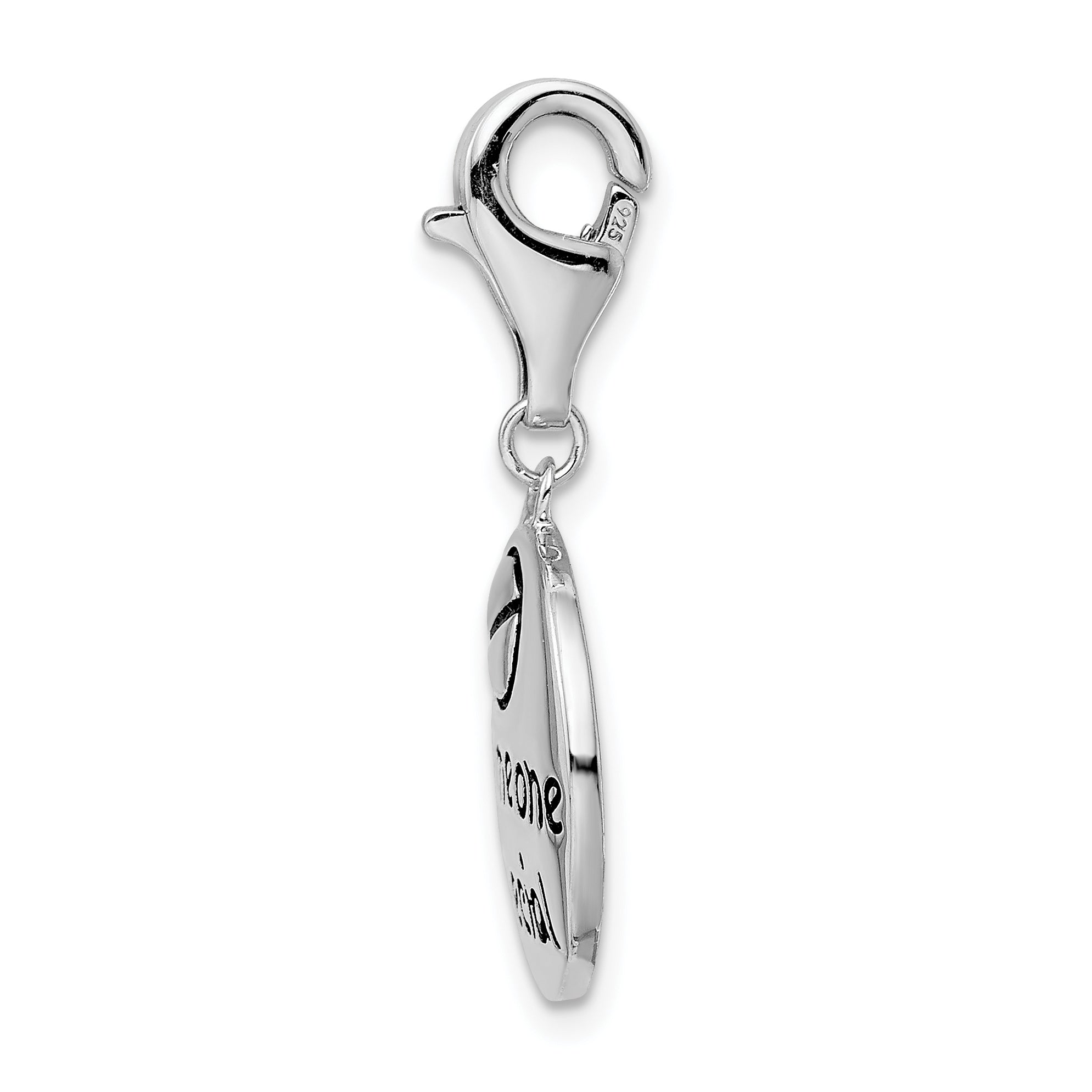 Sterling Silver Amore La Vita Rhodium-Plated Polished Someone Special Round Charm With Fancy Lobster Clasp
