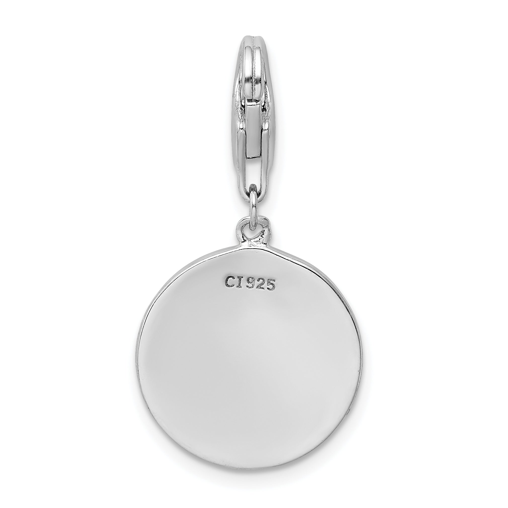 Sterling Silver Amore La Vita Rhodium-Plated Polished Someone Special Round Charm With Fancy Lobster Clasp