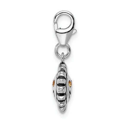 Sterling Silver Amore La Vita Rhodium-Plated Polished 3-D Yellow Crystal From Swarovski Sun Charm With Fancy Lobster Clasp