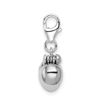 Sterling Silver Amore La Vita Rhodium-Plated Polished 3-D Crystal From Swarovski Enameled Heart Opens Charm With Fancy Lobster Clasp