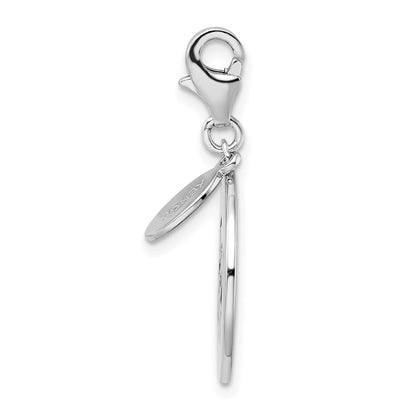 Sterling Silver Amore La Vita Rhodium-Plated Polished Be Happy! Charm With Fancy Lobster Clasp
