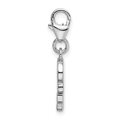 Sterling Silver Amore La Vita Rhodium-Plated Polished Red Enameled Love Charm With Fancy Lobster Clasp