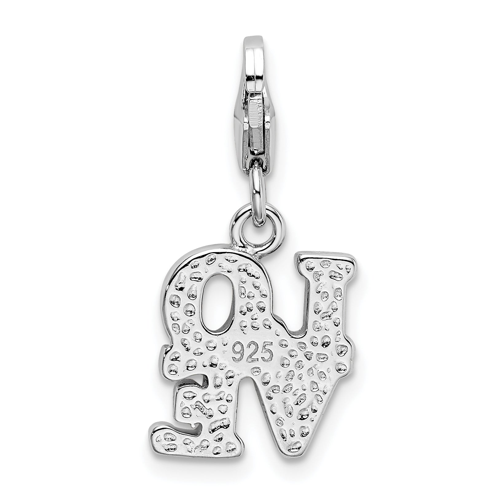 Sterling Silver Amore La Vita Rhodium-Plated Polished Red Enameled Love Charm With Fancy Lobster Clasp