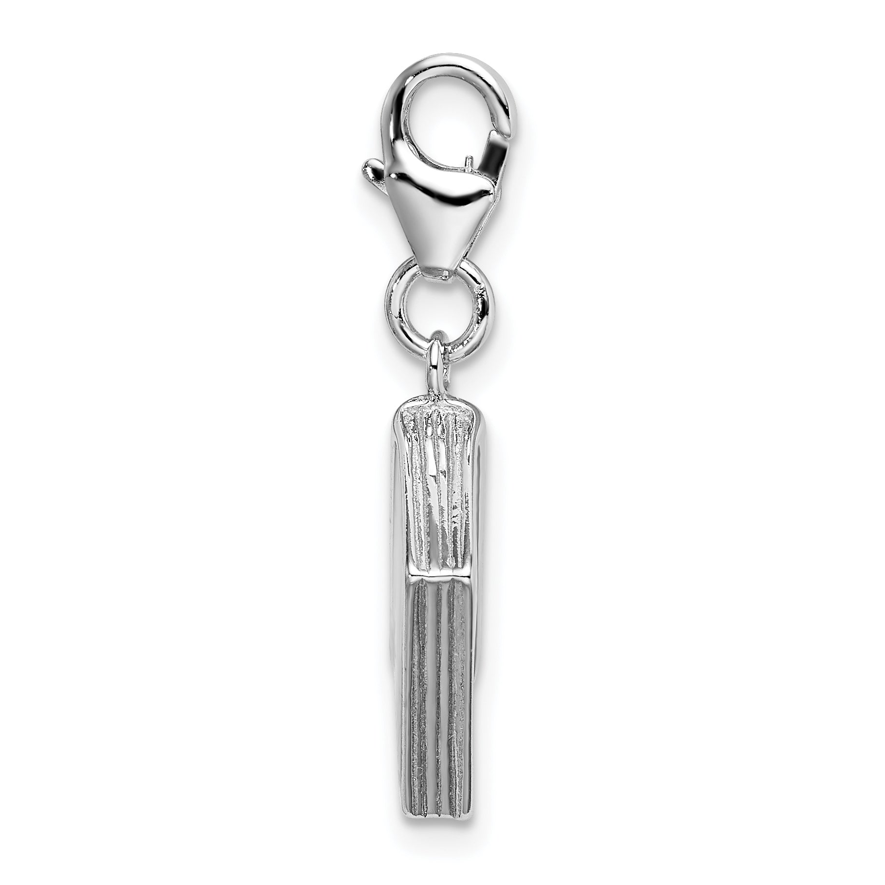 Sterling Silver Amore La Vita Rhodium-Plated Polished 3-D Enameled Passport Charm With Fancy Lobster Clasp