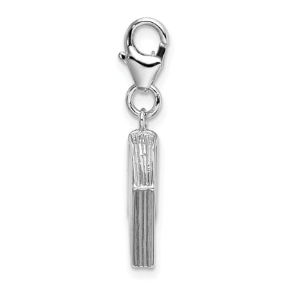 Sterling Silver Amore La Vita Rhodium-Plated Polished 3-D Enameled Passport Charm With Fancy Lobster Clasp