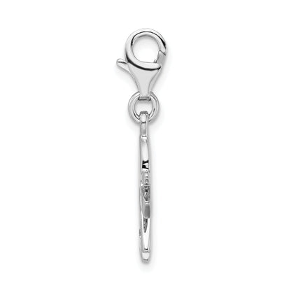 Sterling Silver Amore La Vita Rhodium-Plated Polished Cz Little Girl With Cut-Out Heart Charm Fancy Lobster Clasp