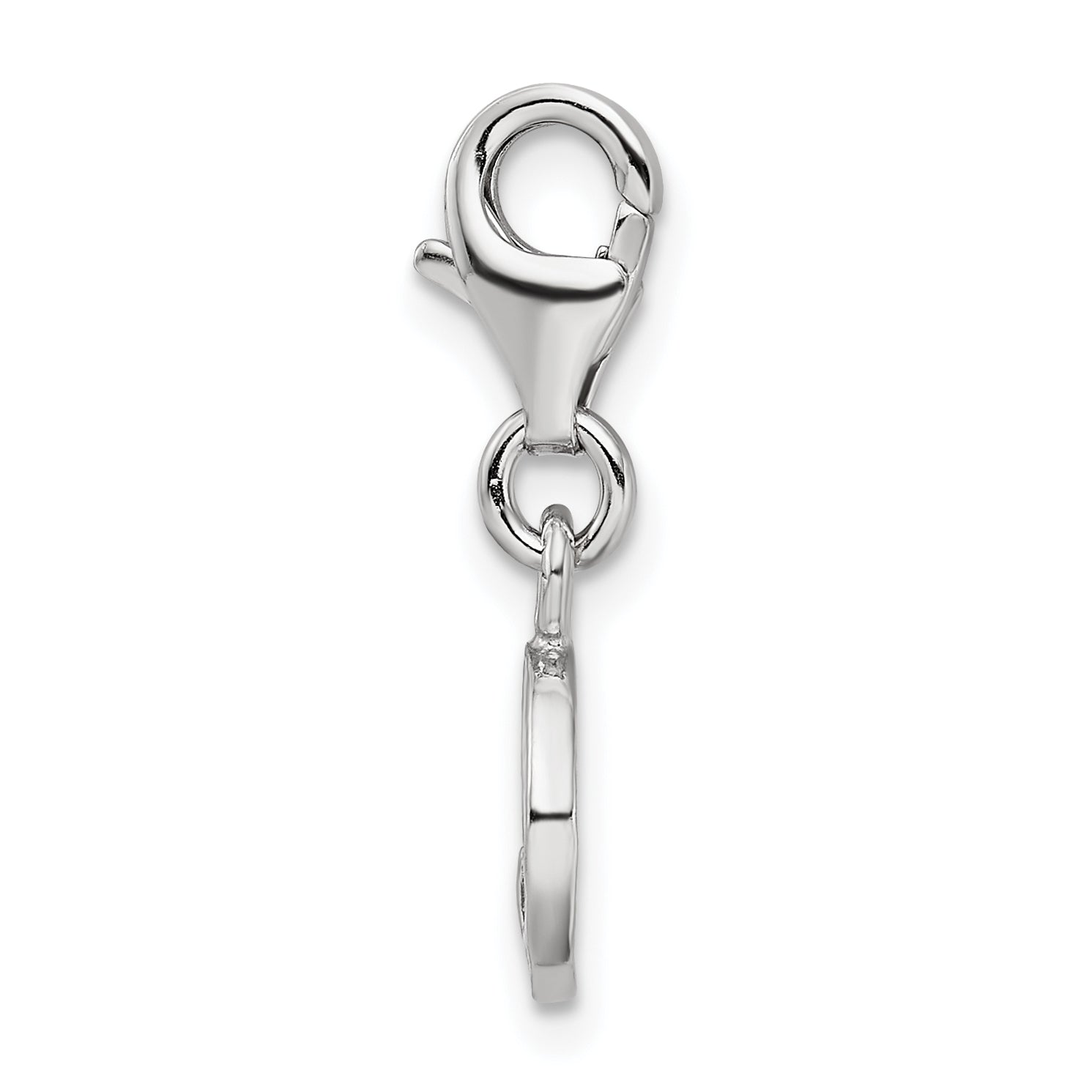 Sterling Silver Amore La Vita Rhodium-Plated Polished Hammered Four Leaf Clover Charm With Fancy Lobster Clasp