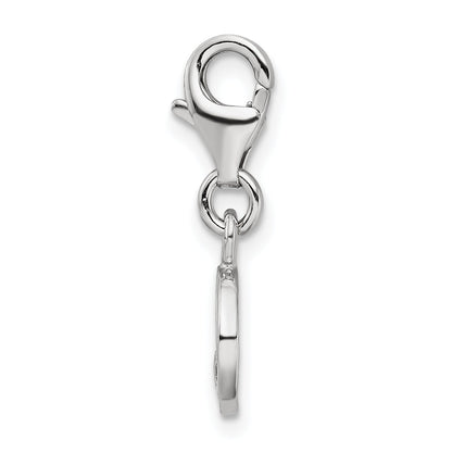 Sterling Silver Amore La Vita Rhodium-Plated Polished Hammered Four Leaf Clover Charm With Fancy Lobster Clasp