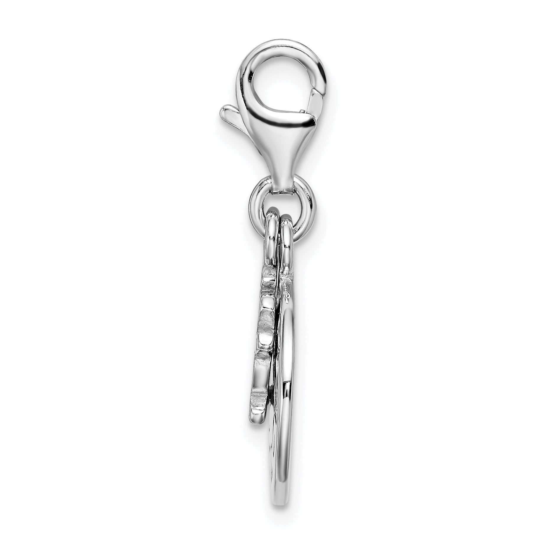 Sterling Silver Amore La Vita Rhodium-Plated Polished Peace Charm With Fancy Lobster Clasp