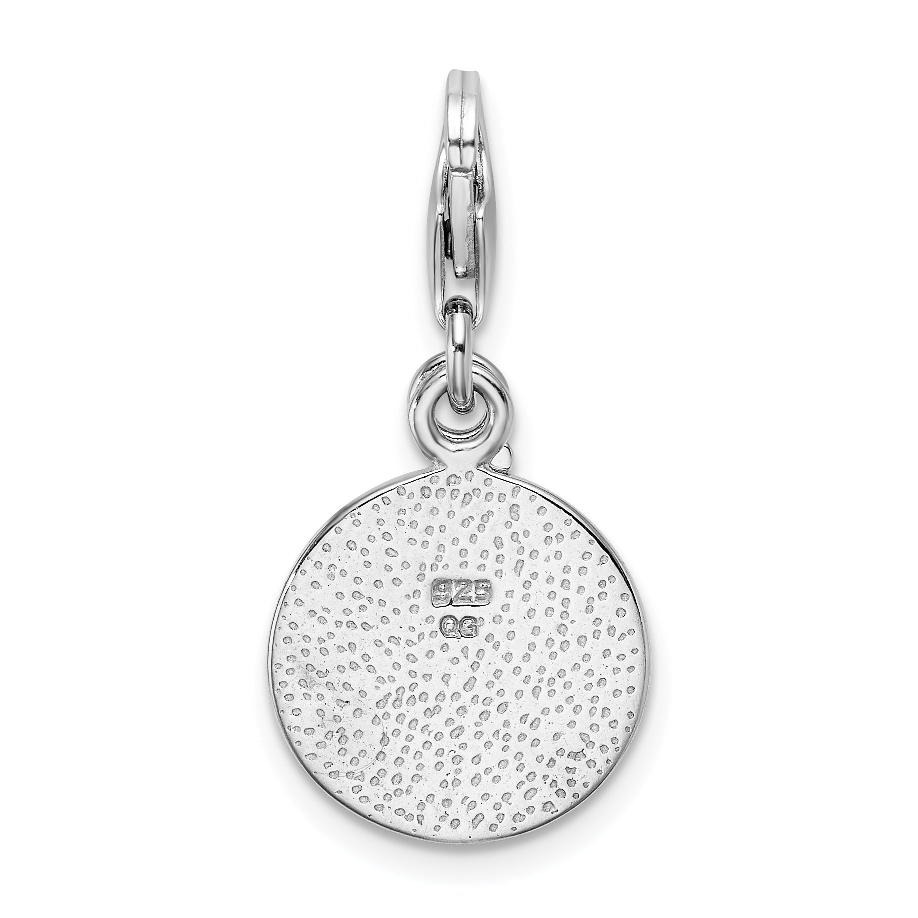 Sterling Silver Amore La Vita Rhodium-Plated Polished Peace Charm With Fancy Lobster Clasp