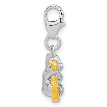 Ss/Gold Plated Amore La Vita Sterling Silver Rhodium-Plated And Gold-Plated 3-D Koala Bear On Tree Charm With Fancy Lobster Clasp