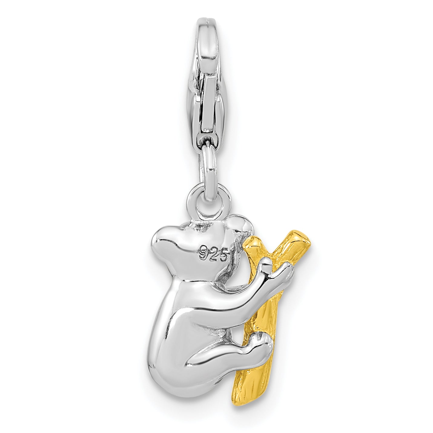 Ss/Gold Plated Amore La Vita Sterling Silver Rhodium-Plated And Gold-Plated 3-D Koala Bear On Tree Charm With Fancy Lobster Clasp