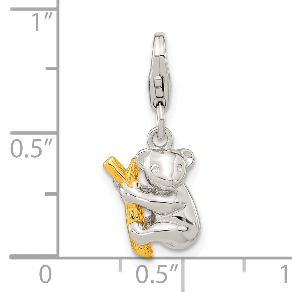 Ss/Gold Plated Amore La Vita Sterling Silver Rhodium-Plated And Gold-Plated 3-D Koala Bear On Tree Charm With Fancy Lobster Clasp