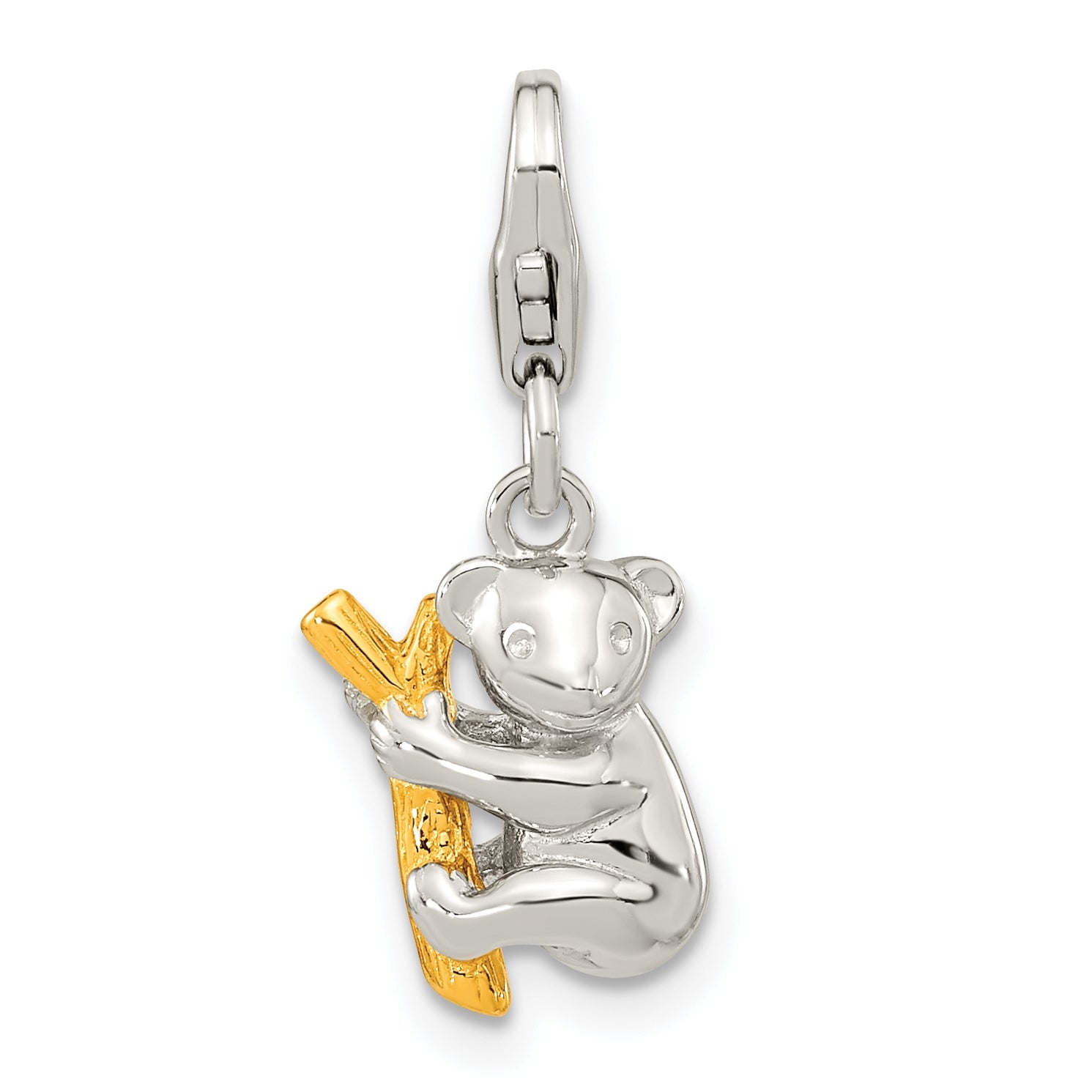 Ss/Gold Plated Amore La Vita Sterling Silver Rhodium-Plated And Gold-Plated 3-D Koala Bear On Tree Charm With Fancy Lobster Clasp
