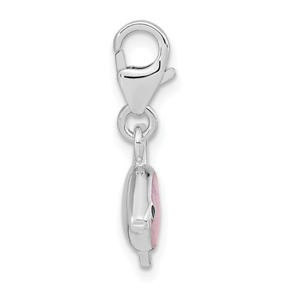 Sterling Silver Amore La Vita Rhodium-Plated Polished 3-D Enameled Angel Fish Charm With Fancy Lobster Clasp