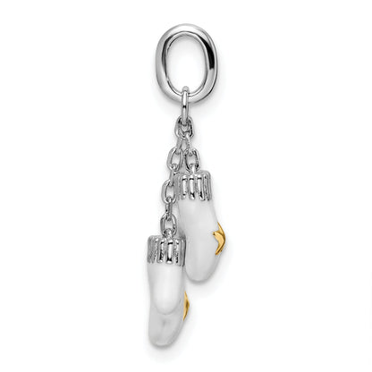 Sterling Silver Amore La Vita Rhodium-Plated And Gold-Tone Polished Enameled Mitten Charm