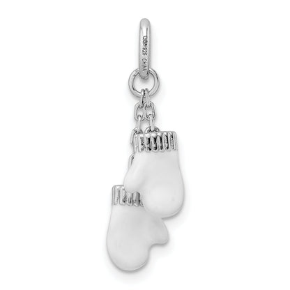 Sterling Silver Amore La Vita Rhodium-Plated And Gold-Tone Polished Enameled Mitten Charm
