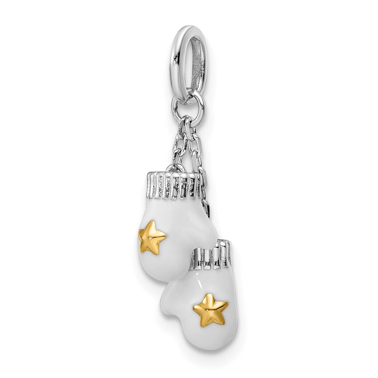 Sterling Silver Amore La Vita Rhodium-Plated And Gold-Tone Polished Enameled Mitten Charm