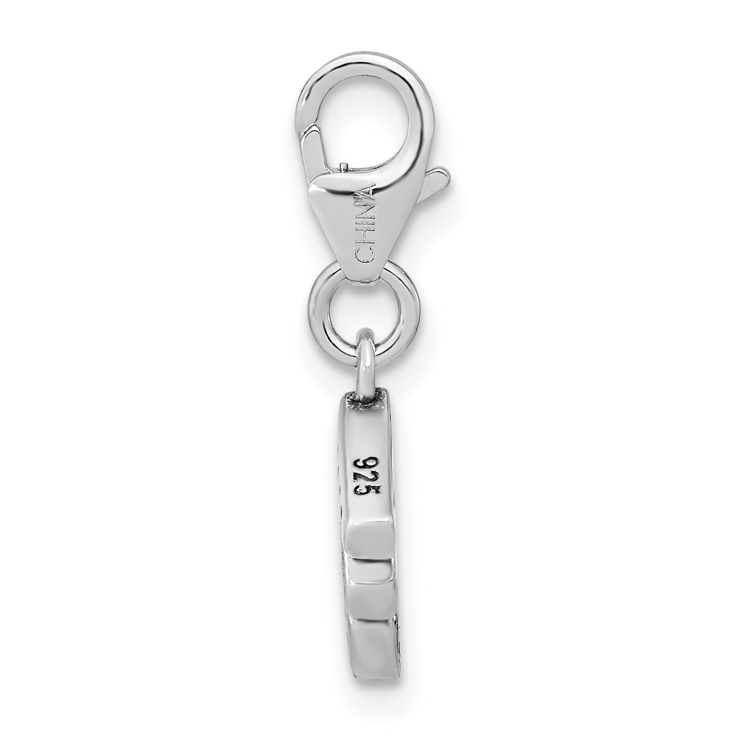 Sterling Silver Amore La Vita Rhodium-Plated Polished Antiqued Cz No Charm With Fancy Lobster Clasp