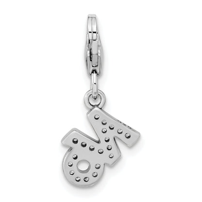 Sterling Silver Amore La Vita Rhodium-Plated Polished Antiqued Cz No Charm With Fancy Lobster Clasp