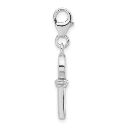 Sterling Silver Rhodium-Plated 3-D Enameled Key W/Lobster Clasp Charm