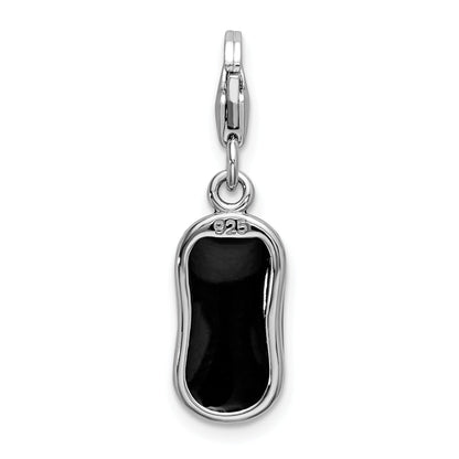 Sterling Silver Amore La Vita Rhodium-Plated Polished 3-D Enameled Mouse Charm With Fancy Lobster Clasp