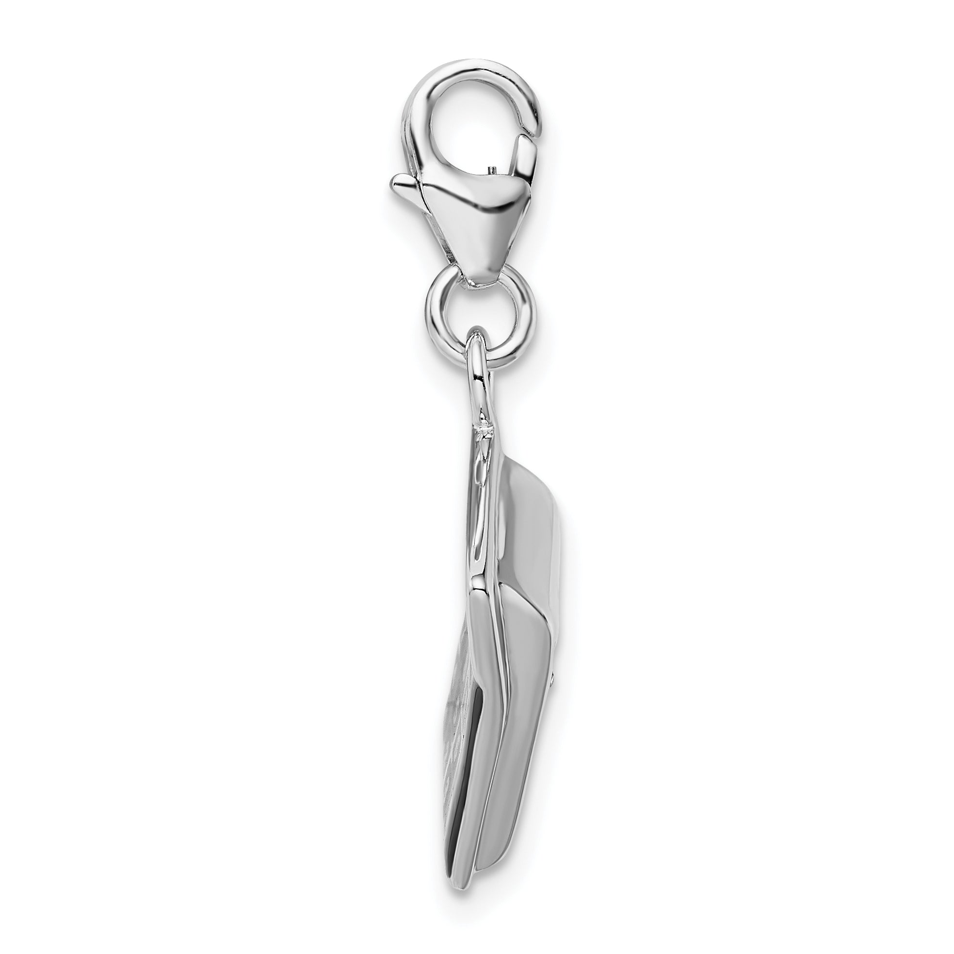 Sterling Silver Amore La Vita Rhodium-Plated Polished 3-D Enameled Calculator Charm With Fancy Lobster Clasp