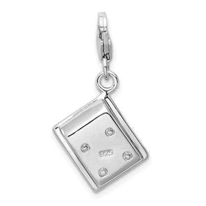 Sterling Silver Amore La Vita Rhodium-Plated Polished 3-D Enameled Calculator Charm With Fancy Lobster Clasp