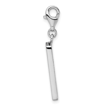 Sterling Silver Amore La Vita Rhodium-Plated Polished Picture Frame Charm With Fancy Lobster Clasp