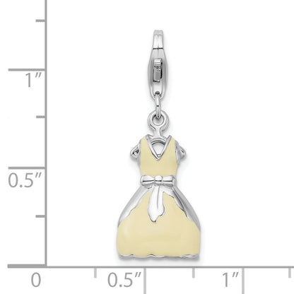 Sterling Silver Amore La Vita Rhodium-Plated Polished 3-D Enameled Dress Charm With Fancy Lobster Clasp