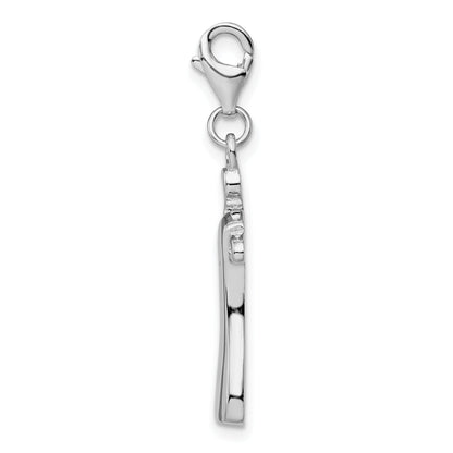 Sterling Silver Amore La Vita Rhodium-Plated Polished Open Back Dress On Hanger Charm W/Lobster Clasp