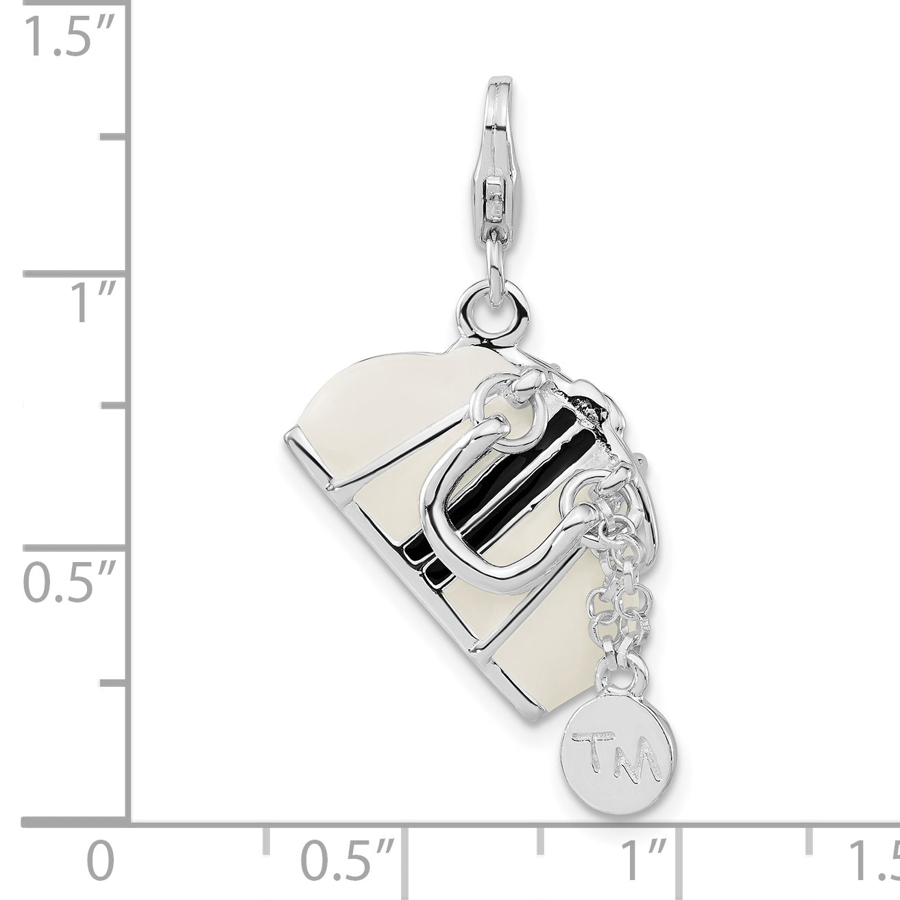 Sterling Silver Rhodium-Plated 3-D Enameled Purse W/Lobster Clasp Charm