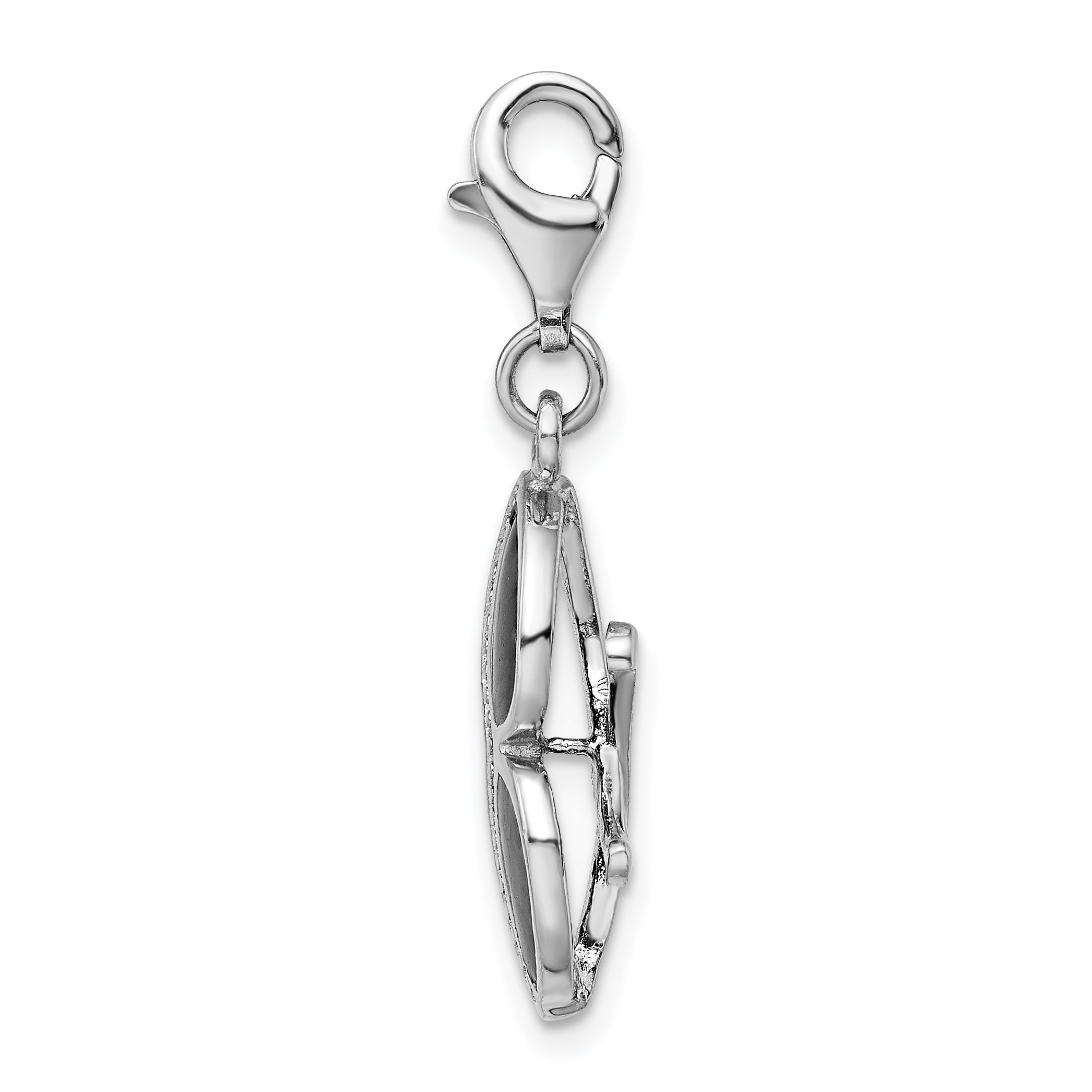 Sterling Silver Amore La Vita Rhodium-Plated Polished 3-D Enameled Sunglass Charm With Fancy Lobster Clasp