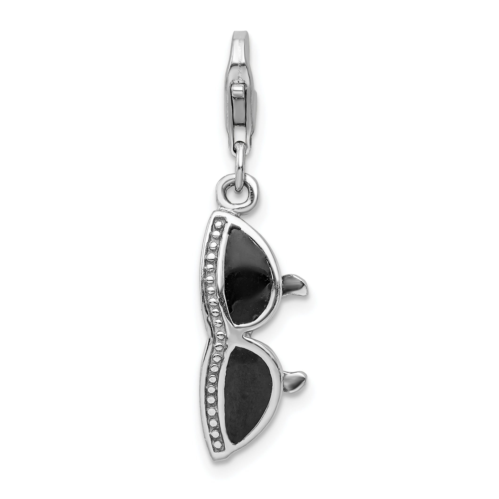 Sterling Silver Amore La Vita Rhodium-Plated Polished 3-D Enameled Sunglass Charm With Fancy Lobster Clasp