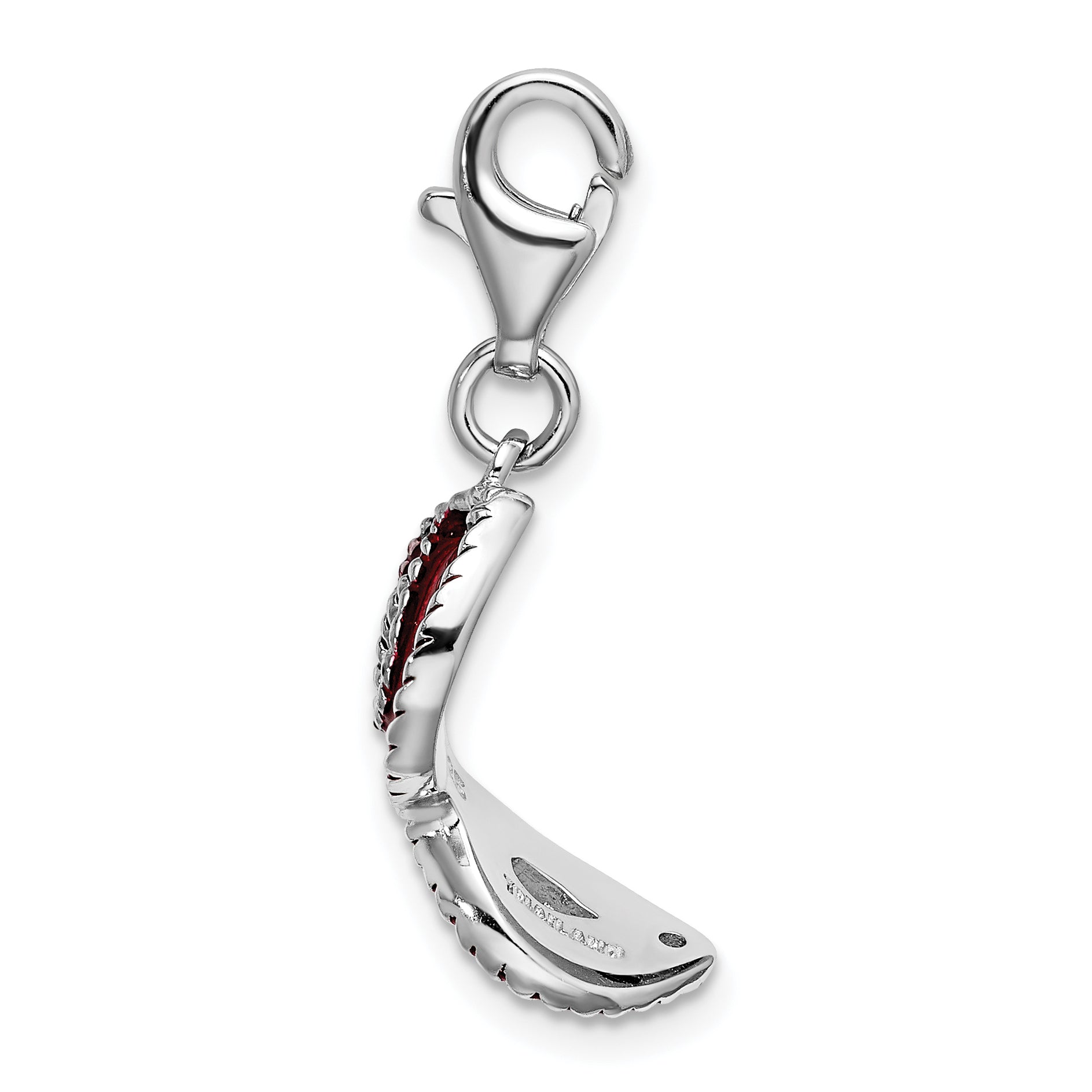 Sterling Silver Amore La Vita Rhodium-Plated Polished 3-D Red Enameled Mask Charm With Fancy Lobster Clasp