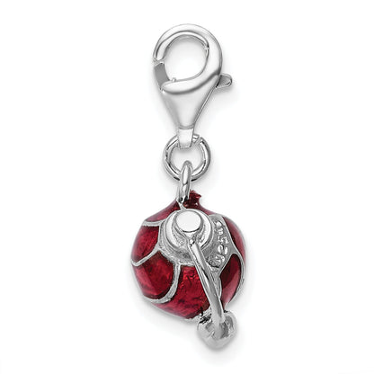 Sterling Silver Amore La Vita Rhodium-Plated Polished 3-D Enameled Perfume Bottle Charm With Fancy Lobster Clasp