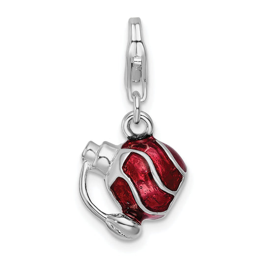 Sterling Silver Amore La Vita Rhodium-Plated Polished 3-D Enameled Perfume Bottle Charm With Fancy Lobster Clasp