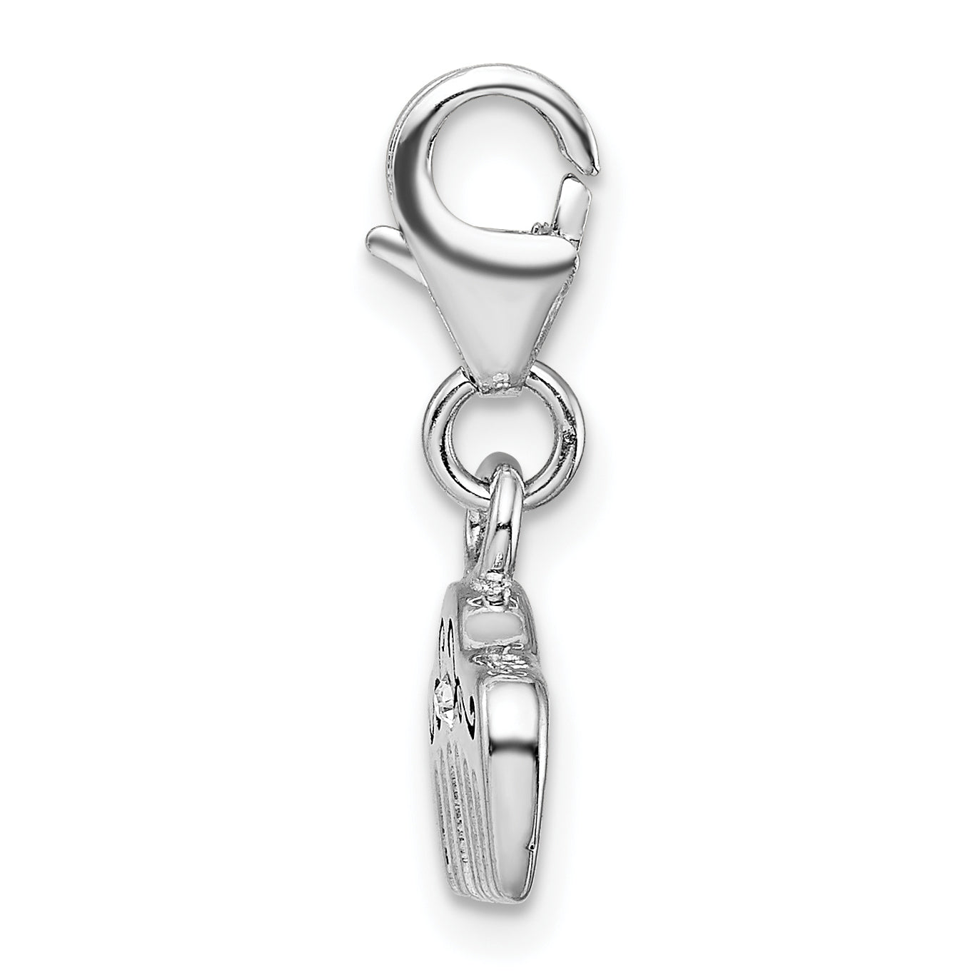 Sterling Silver Amore La Vita Rhodium-Plated Polished 3-D Crystal From Swarovski And Enameled Comb Charm With Fancy Lobster Clasp