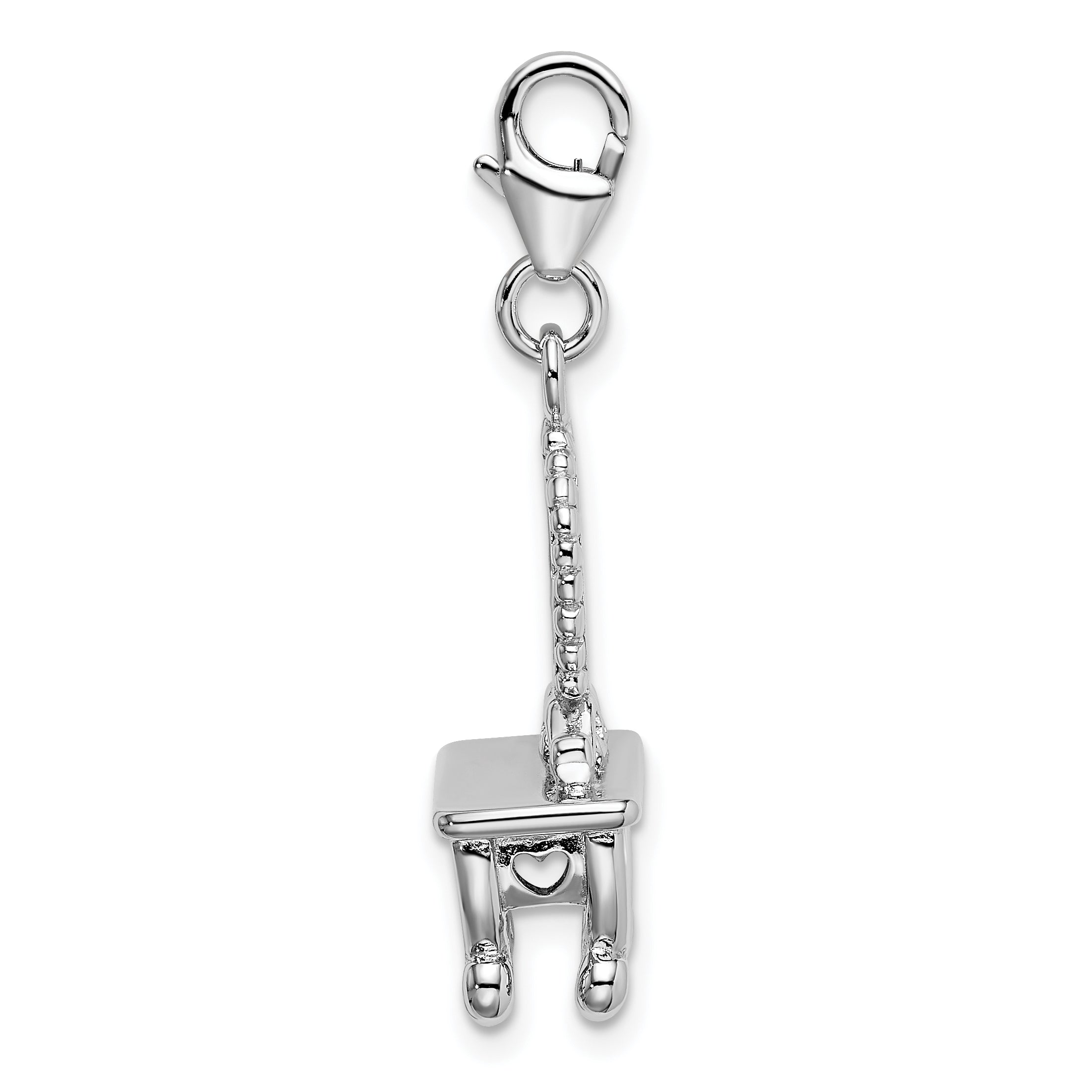 Sterling Silver Amore La Vita Rhodium-Plated Polished 3-D Vanity Charm With Fancy Lobster Clasp